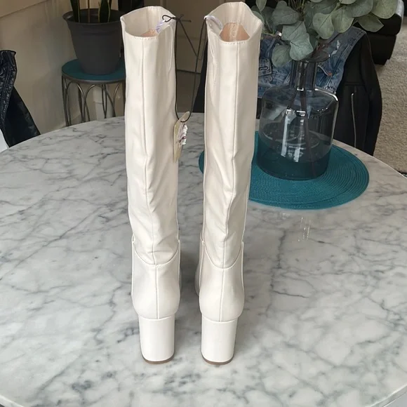 🆕 NWT Altar’d State marianne white ivory chunky heel mid-calf boots size 7 - Picture 4 of 8